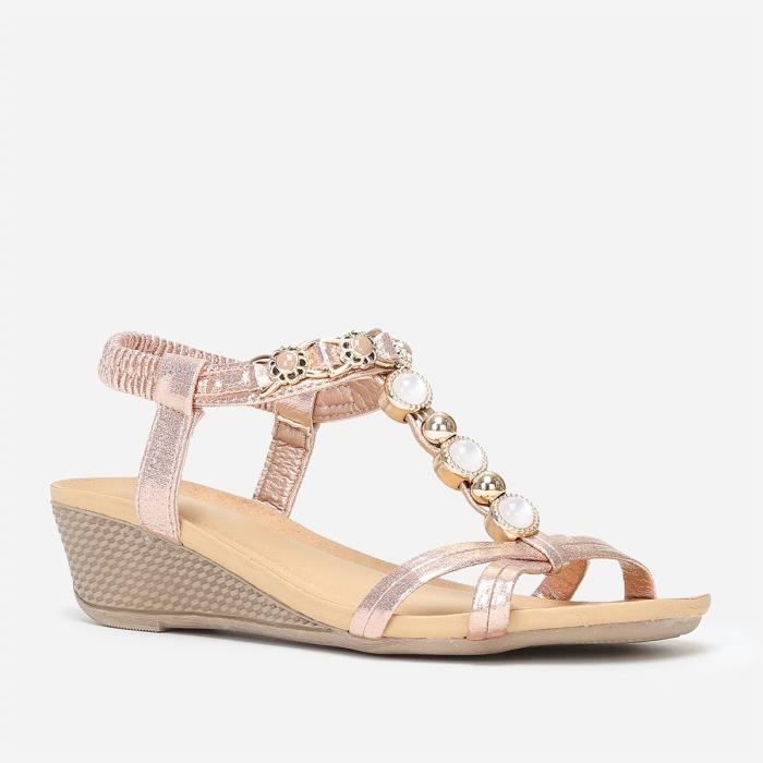 Sandales compens es femme LA MODEUSE Jaune Talon compens