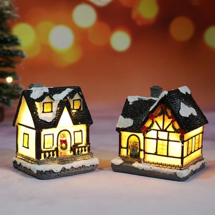 Maison lumineuse de Noël Qiilu Résine LED Décoration intérieure — free download