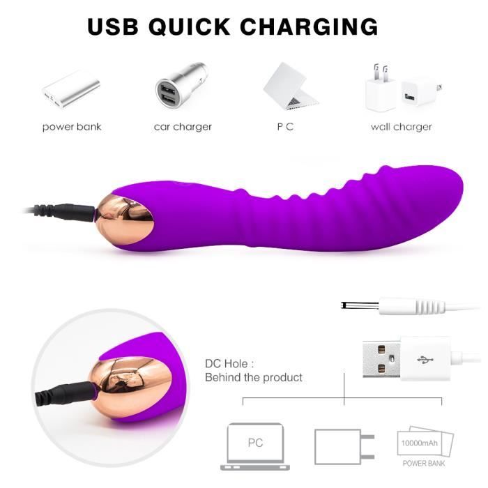 Vibromasseur Baguette Magique 2.0 LEADLOVE Noir - Rechargeable USB, Sextoy Clitoridien, Neuf
