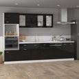 Armoire de cuisine Noir brillant 60x57x207 cm Aggloméré facile à nettoyer avec un chiffon humide-2