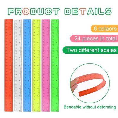 Lot De 12 Règles Plastique 30 Cm Transparentes - Double Graduation Cm/pouces - Pour école, Bureau, Dessin - Bords Arrondis