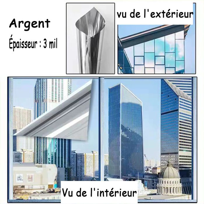 Film Fenêtre Miroir 40x400cm - Anti-Regard, Anti-Chaleur Et Anti-UV
