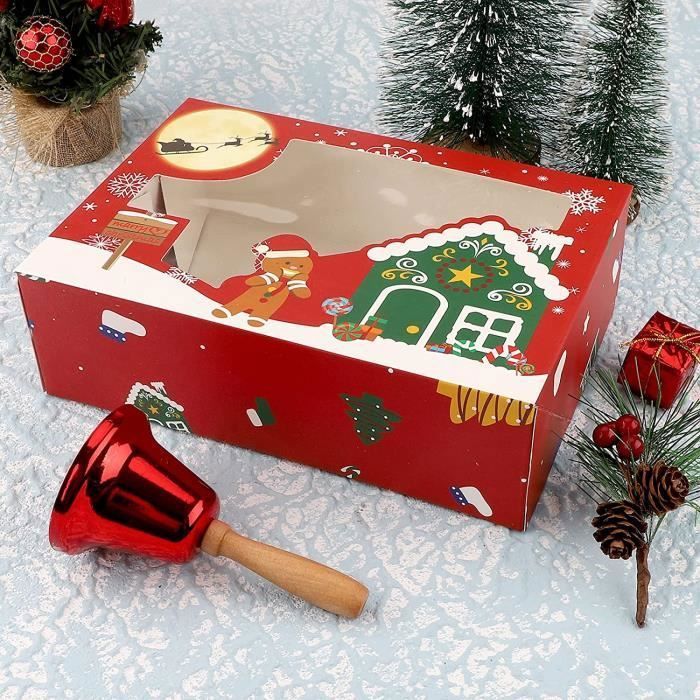 12 Boîtes Cadeaux De Noël 17,5x17,5x8 Cm – Carton épais Avec Couvercle Et Ruban – Motifs Elfes, Rennes, Père Noël – Pour Emballage Pâtisseries, Bonbons, Petits Cadeaux - 9