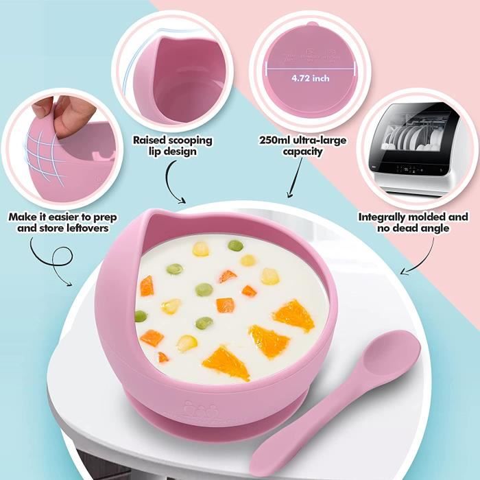 Assiette en silicone pour bébé, antidérapante, saine et durable, orange (assiette individuelle