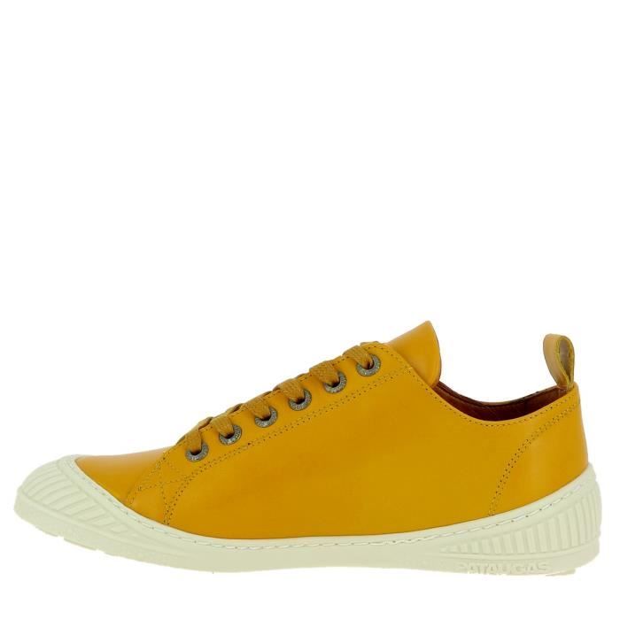 Baskets basses Rock PATAUGAS Femme Cuir Jaune Lacets Jaune Cdiscount Chaussures