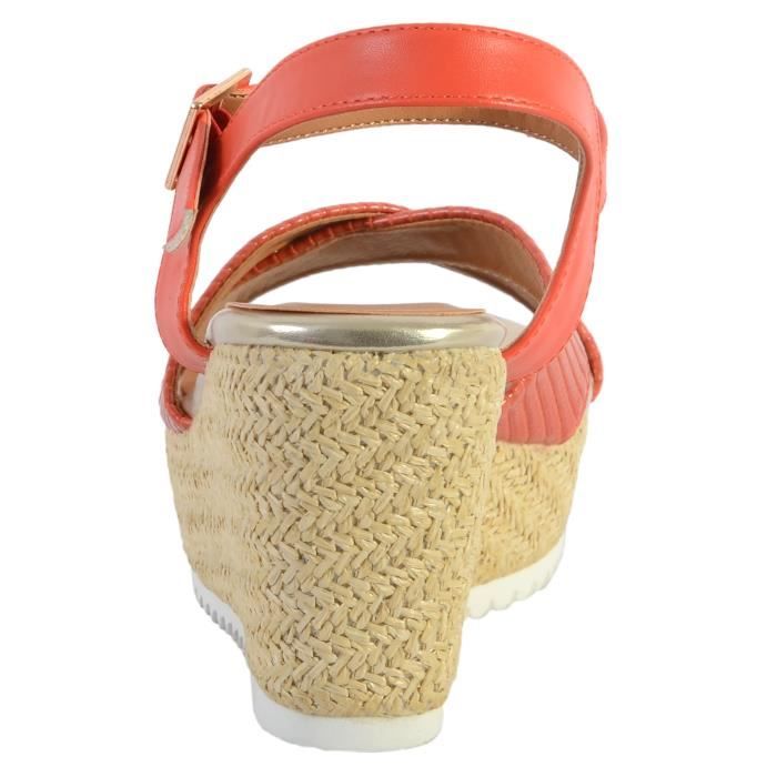 Sandales compensees The Divine Factory QL4350 corail pour femme Bride Boucle Confort exceptionnel Corail Cdiscount Chaussures