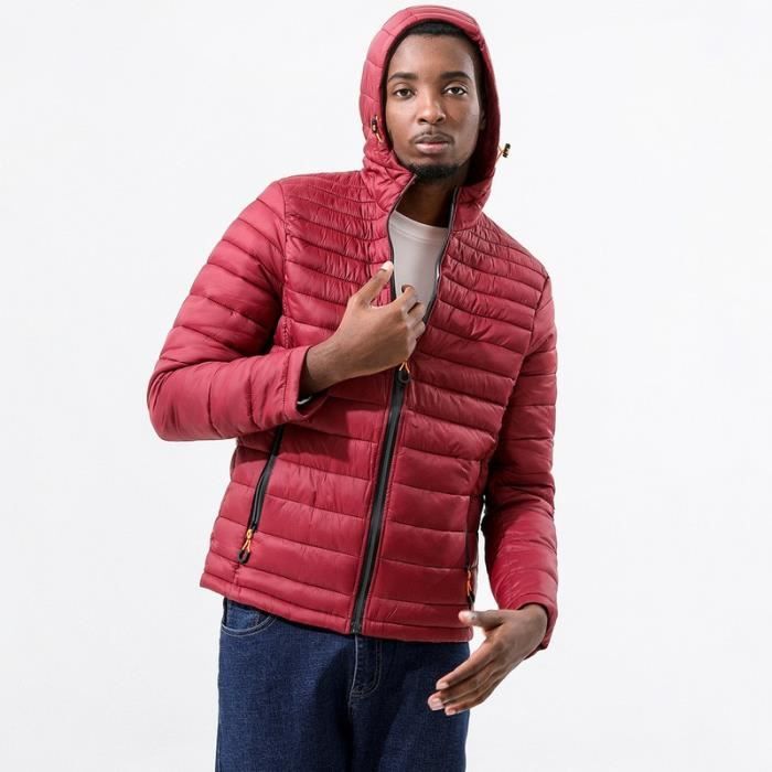 Doudoune homme Veste automne et hiver a capuche epaississement chaud decontracte doudoune Rouge Cdiscount Pret a Porter