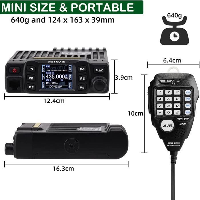 Anytone Mini émetteur-récepteur mobile double bande VHF/UHF 5 W/15