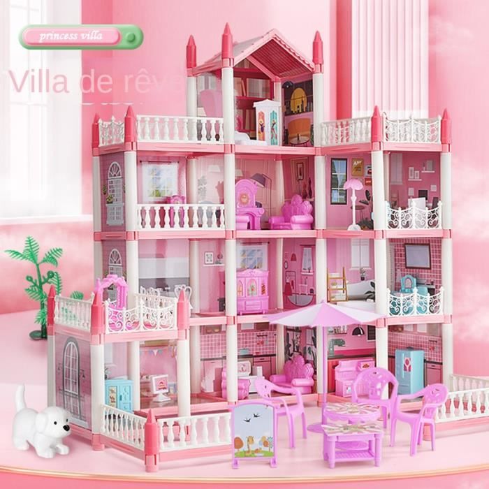 Maison de Poupée Château - ZGEER - 4 étages - 11 Chambres - Lumière intégrée - Jeux - Jouets