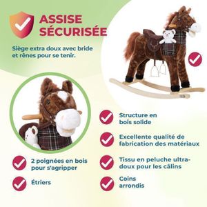 JOUET À BASCULE Cheval à bascule, animal avec étriers, selle et fo JOUET À BASCULE Cheval à bascule, animal avec étriers, selle et fo