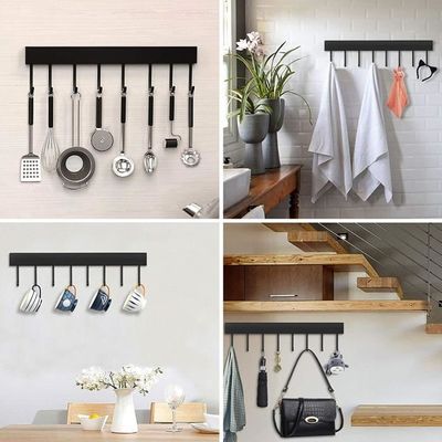 Rangement Poêles et Casseroles Mural Porte-Casseroles VEVOR 61 cm avec 12 Crochets en S Support