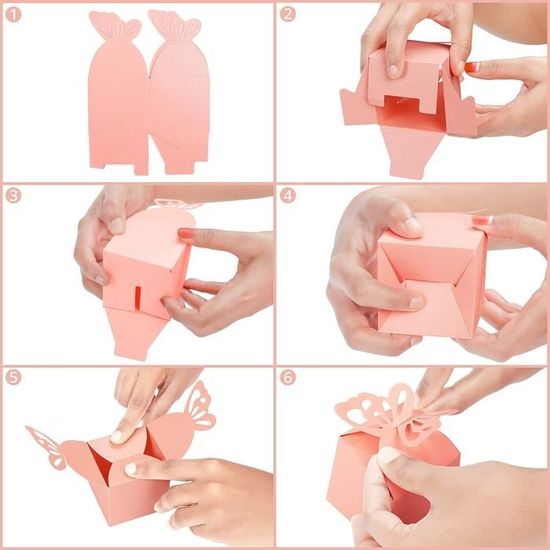 Boite Gateau Carton Pastel les Anniversaires d’Enfants Kurtzy Boite Cadeau Vide pour les Fêtes Rose Bonbon avec Papillons les Gateaux – 6 x 5,5 cm Lot de 50 les Mariages et Baptêmes 