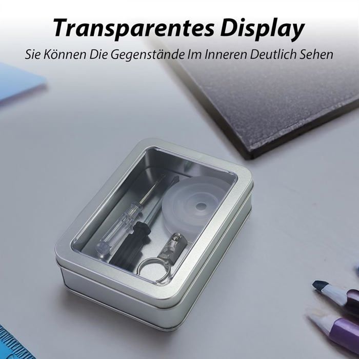 Boîtes De Rangement En Métal Argenté – Lot De 4 Avec Couvercle Transparent + Étiquettes – Pour Bonbons, Bijoux, Petits Objets