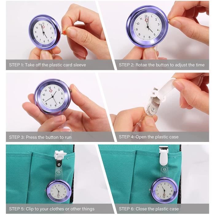 Montre de Poche avec pingle Montre Infirmiere Clip Montre d