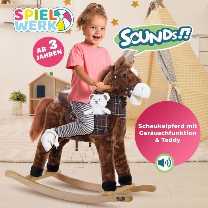 DREAMADE 2 en 1 Cheval à Bascule Enfant avec Dossier Confortable,  Repose-Pieds et Rails Amovible, Zèbre Mignon, Charge 40KG, 3+ Ans -  Cdiscount Jeux - Jouets