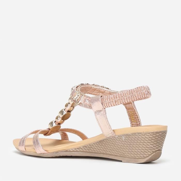 Sandales compens es femme LA MODEUSE Jaune Talon compens
