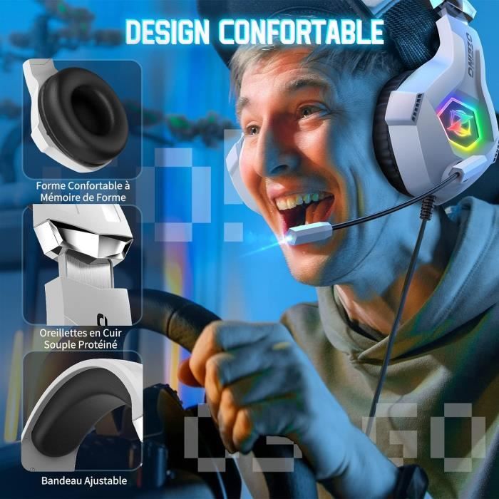 Casque Gaming PS4 PC Ultra Léger LED Stéréo Anti-bruit – Jack 3.5 Et USB