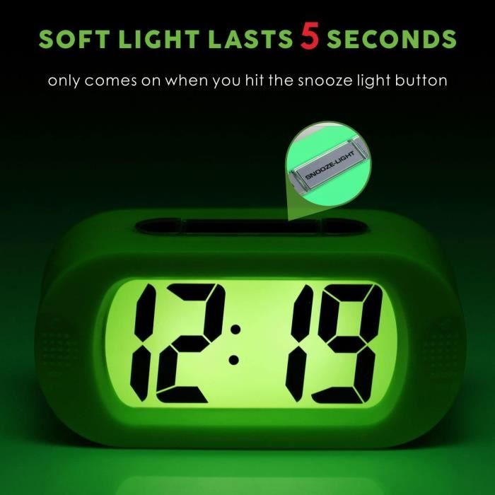 Jsdoin Réveil numérique, grand écran LED avec affichage de la température,horloge de chevet USB