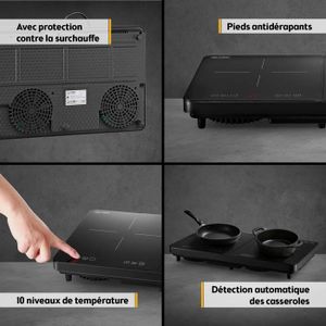 Plaque Vitrocéramique 2 feux, YANX, Plaque de Cuisson 3500W, 11 Niveaux