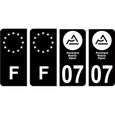 07 Ardèche nouveau logo Noir autocollant plaque immatriculation auto ville sticker Lot de 4 Stickers - Angles : arrondis-0