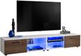 2x Meuble TV T32-100 - LED bleues - Bronze Mat & Blanc - Façades en Bois Mat - L200cm x H34.5cm x P45cm-0
