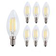 6X E14 Forme Bougie LED 4W Filament Ampoule LED Lampe Blanc Chaud 2700k Flame Bright Lampe 400LM Non Dimmable AC220-240V-0