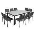 Table de jardin avec 10 chaises - OVIALA - Aluminium - Effet mozaic - Gris-0