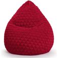 Pouf enfant rouge en peluche tissée 100% Polyester - SITTING POINT - Fluffy Hearts L - Dimensions 70x90 cm-0