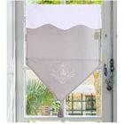 DECORATION D'AUTREFOIS Autrefois Brise bise et Enrouleur 45*60 cm Simone Gris , Lin brodé, Voilage Broderie, Style Charme, Petit Rideau Fin