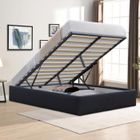 KING OF DREAMS Lit Coffre LORIS 160x200 noir - Sommier lattes et 6 pieds inclus