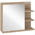 Armoire miroir de salle de bain avec étagère - KLEANKIN - Aspect chêne clair - 3 étagères latérales