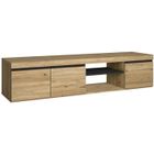 SKRAUT HOME Meuble TV mod.NATURALE couleur Chêne/Noir, 2 portes et 2 logements, 160x40x41cm, RF891