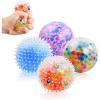 4 Pack Balles Anti-Stress, Squishy Ball Remplies de Perles D'eau pour Soulagement, Multicolores, Antistress, Sensorielle Boule à 