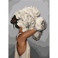 Peinture à l'huile en Acrylique pour Femme et Fleur par numéros - Style Moderne - Tête de Femme - sans Cadre 40 x 50 cm
