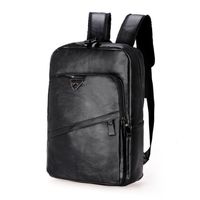 Noir 951 - PU Leather Backpacks for School Women Men Travel Leisure Backpacks Retro Casual Handbag Black khak