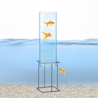 Tour à poissons - Blumfeldt Skydive - 60 cm Ø 20 cm - colonne en verre acrylique - base métal - transparent