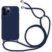 Coque Bandoulière Réglable Pour iPhone 13 Pro Max (6.7") Bleu Marine Couleur Unie TPU Souple Anti-Choc Anti-Rayure