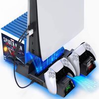 Chargeur PS5 avec Ventilateur de Refroidissement pour Playstation 5, Chargeur Manette PS5 avec Indicateur LED, Station de Recharge