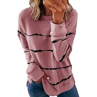 Sweat Femme Pull Col Rond Ray Sweat-Shirt Pull Patchwork Casual Haut Sweat sans Capuche Chic Et Dcontracte rose
