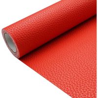 Tissu en cuir synthétique texture litchi rouge, 30 x 135 cm, 1,13 mm d'épaisseur, pour travaux manuels, couture, canapé, sac à
