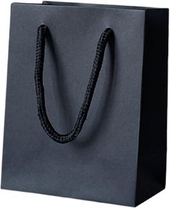 POCHETTE CADEAU 10 Très Petit sacs-cadeaux de fête en papier Mat poignée en corde (Noir - Extra Small 115x65x145mm).[G1043]
