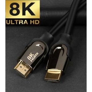 Câble HDMI 8k Veetop Cable HDMI 2.1 Ultra HD avec Vitesse de Transmission  de 48 Gbit/s, en Coton Tressé avec Connecteurs plaqué Or - 2m Noir