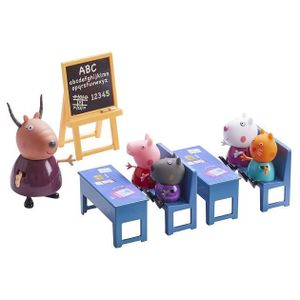 FIGURINE - PERSONNAGE Coffret Ecole Salle de classe Peppa Pig 5 Figurines Tableau Bancs Tables Set Jouet prescolaire enfant carte animaux