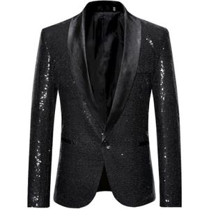 Déguisement veste paillettes sequin argent homme chic luxe_ Taille S