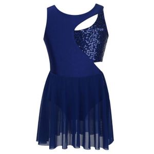 Robe Danse Ballet Paillettes Justaucorps Gymnastique YiZYiF - Robe Patinage Artistique Sans Manches S-XXL, Strass Scintillants