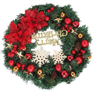 GUIRLANDE DE NOËL Guirlande de Noël avec Neige et Pommes de Pin, Couronne de Boules de Noël Décorative pour Décorations de Vacances Intérieures[S415]