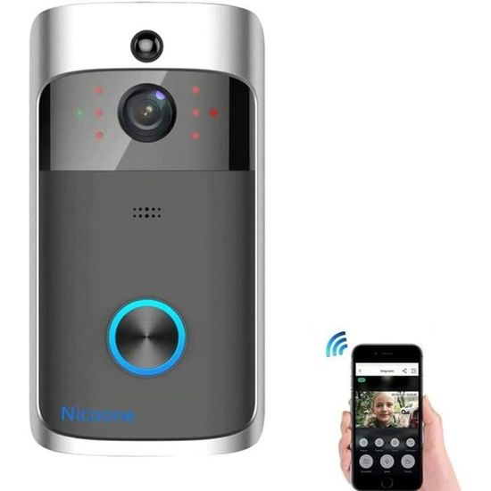 Sonnette Vidéo Sans Fil Avec Caméra, Sonnette Vidéo Wifi Avec Carillon