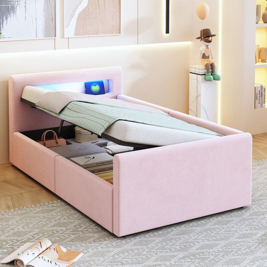 Lit 1 Place 90x200cm, Canapé Lit Avec Compartiments, 2 Tiroirs De Rangement Et Sommier Mdf Blanc Sans Matelas Lit 1 Place 90x200cm, Canapé Lit Avec Compartiments, 2 Tiroirs De Rangement Et Sommier Mdf Blanc Sans Matelas
