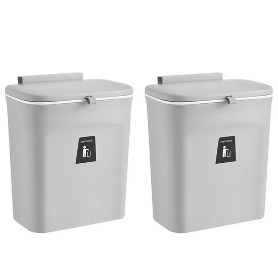 Poubelle Suspendue Cuisine Avec Couvercle - Poubelle Murale 29.5x16x26cm Gris Pour Armoire, Camping-Car Et Salle De Bain
