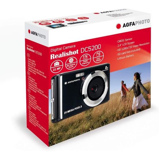 AGFA Realishot DC5500 - Appareil Photo Numérique 24 MP Compact, Zoom 8X, Vidéo HD - Idéal Débutants